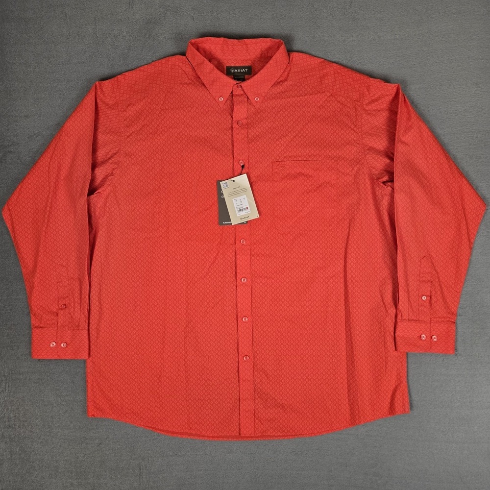 Ariat Waylen Western Shirt‎ Mens 2XL Button Long Sleeve Red Geometric Print NWT